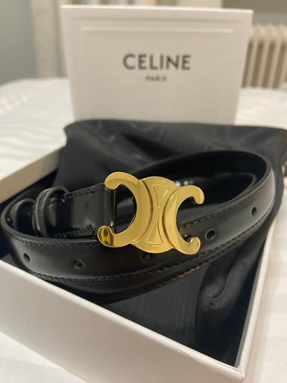 Celine▪️TAURILLON TRIOMPHE TEEN 滑牛皮1.3CM細皮帶/385E410 🉐15350🇪🇺