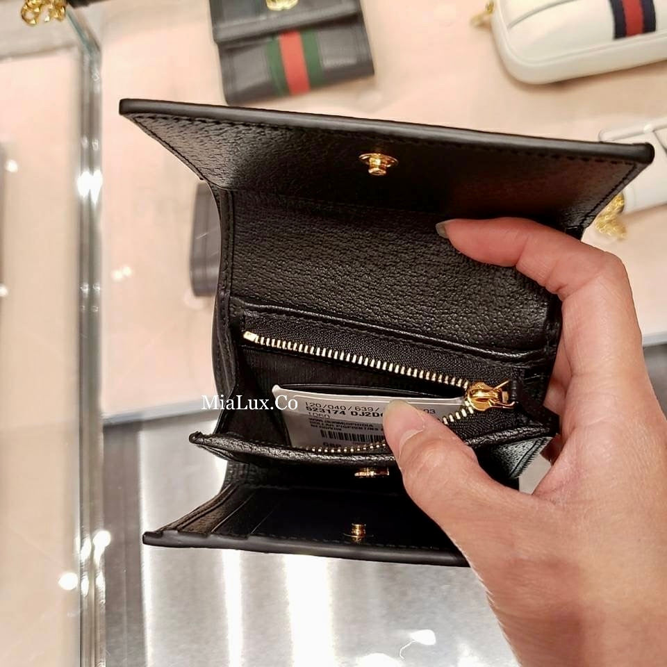 @Gucci Ophidia Wallet 牛皮飾帶三折短夾/P495