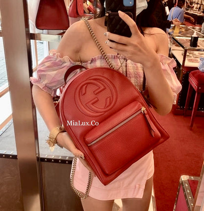 @Gucci Soho Backpack 浮雕牛皮後背包/P830