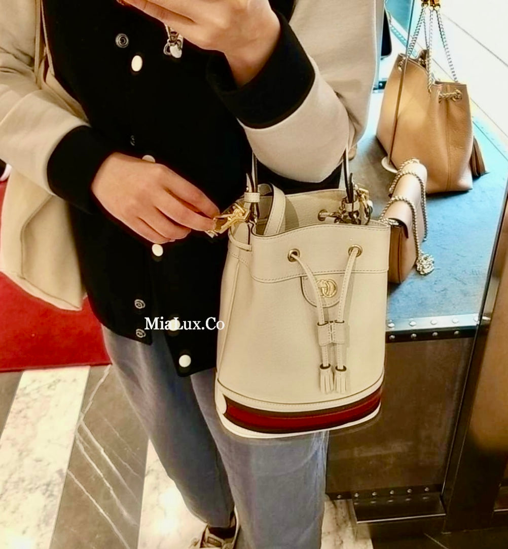 @Gucci▪️Ophidia Bucket Bag 牛皮飾帶水桶包/P1050 🔔限時折🉐48250