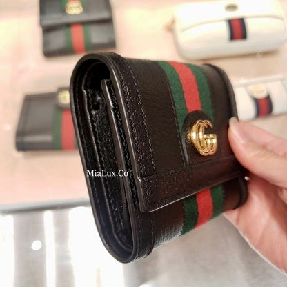 @Gucci Ophidia Wallet 牛皮飾帶三折短夾/P495