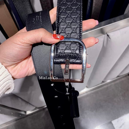 @Gucci Embossed Belt 男生款壓紋方頭皮帶/P195