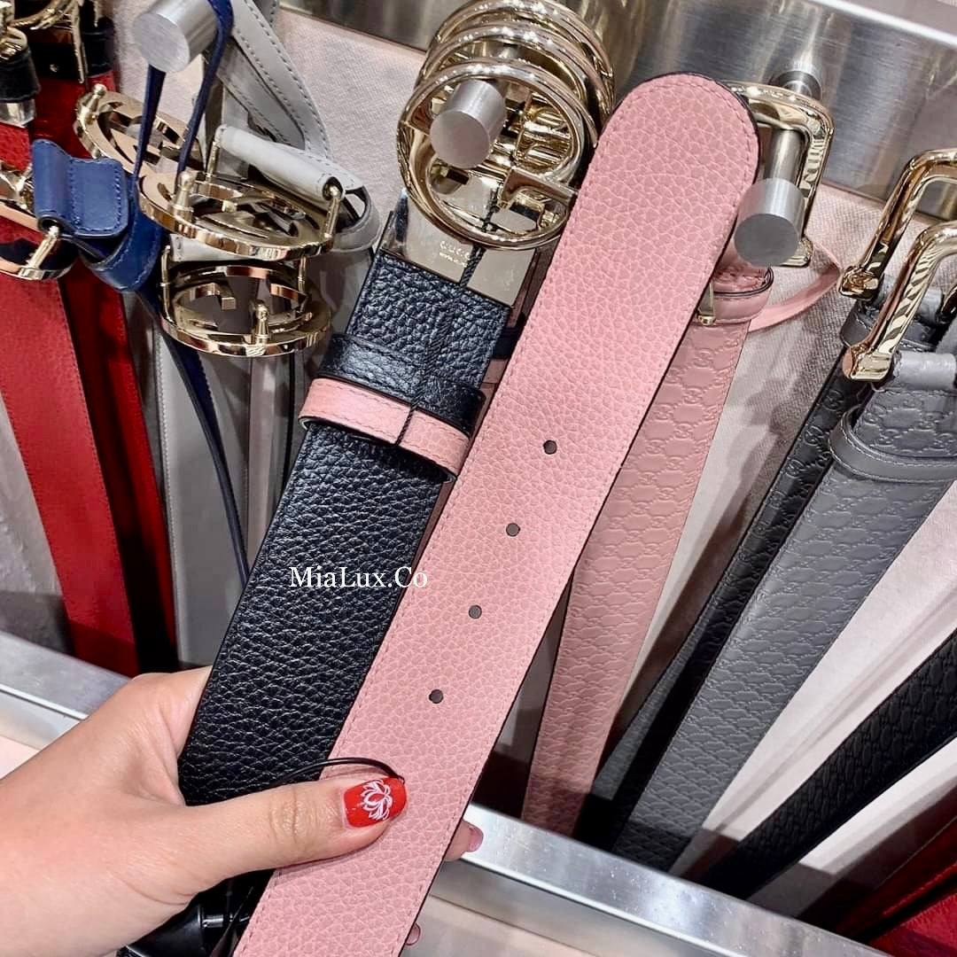 @Gucci▪️Calfskin Belt 女款銀頭雙面皮帶/P205 🔔限時折🉐11000