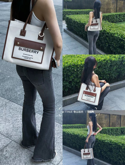 Burberry Freya M 中托特包-白/1090C814 ㊙️折扣🉐34370💰