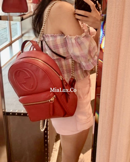 @Gucci Soho Backpack 浮雕牛皮後背包/P830