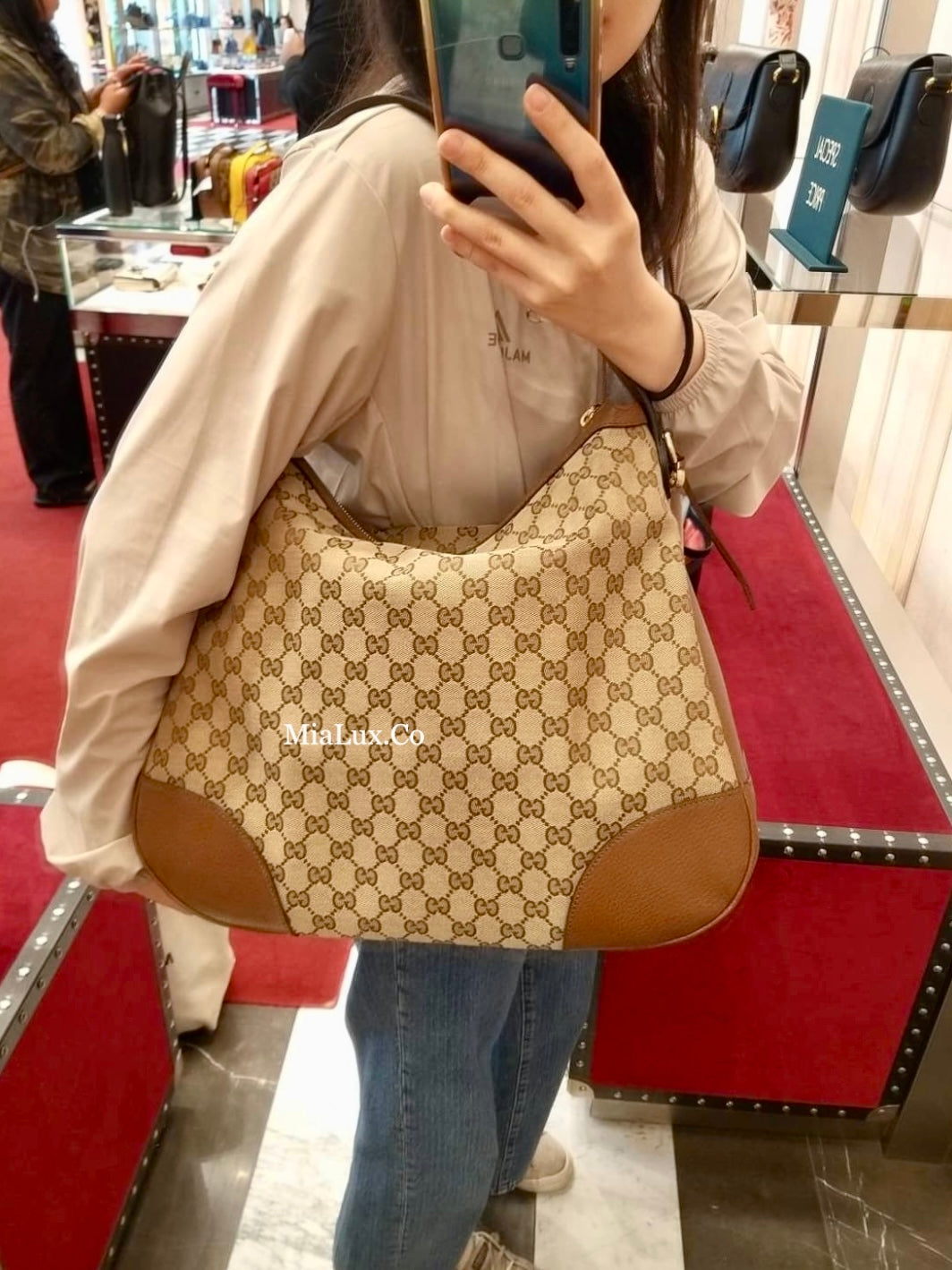 @Gucci Canvas Hobo 老花肩背包/P565