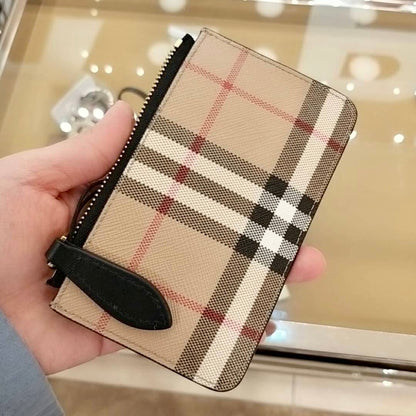 @Burberry Check and Leather Zip 格紋拉鍊小錢包/P230 🔥下殺🉐11350