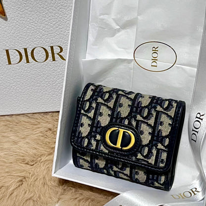 ❌Dior▪️30 Montaigne Lotus Wallet 蒙田藍提花蓮花三折短夾/490E540