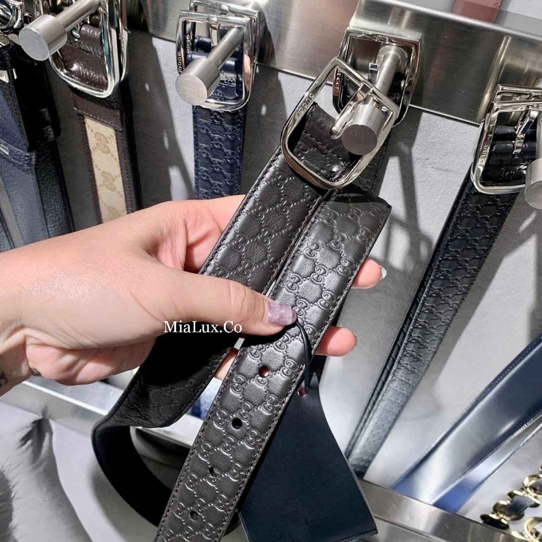 @Gucci Embossed Belt 男生款壓紋方頭皮帶/P195