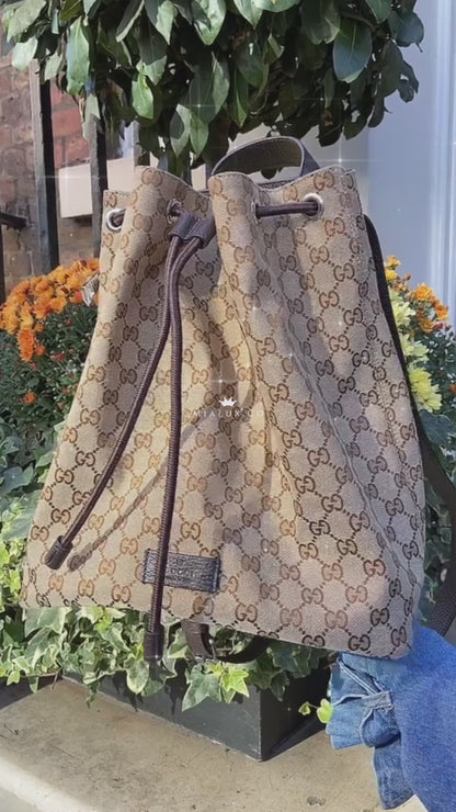 @Gucci▪️GG Backpack 男生款老花抽繩後背包/P625