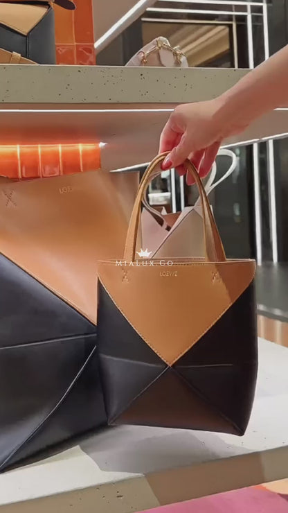 Loewe▪️Puzzle Fold Tote Mini 拼色拼圖折疊包-米白/1350SF1200 ㊙️折扣🉐49000💰