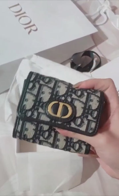 ❌Dior▪️30 Montaigne Lotus Wallet 蒙田藍提花蓮花三折短夾/490E540