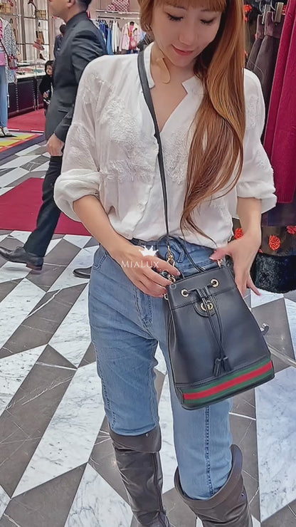 @Gucci▪️Ophidia Bucket Bag 牛皮飾帶水桶包/P1050 🔔限時折🉐48250