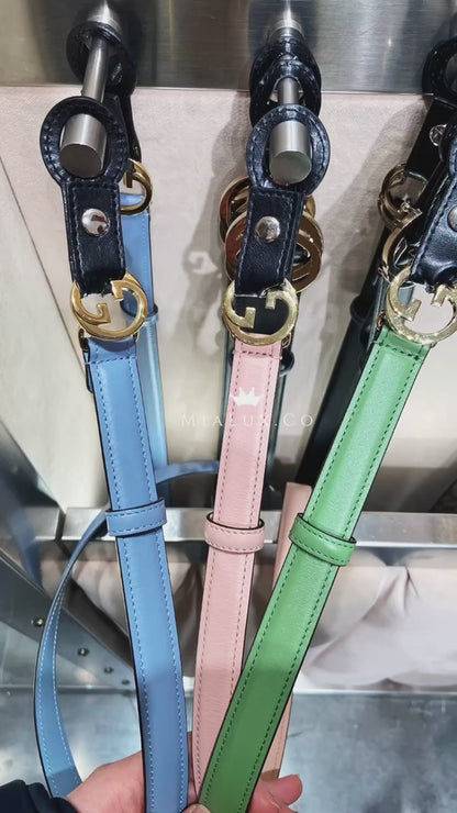 Gucci▪️ Wbelt W.20 Blondie Ciny Calf Lux 女款金屬LOGO牛皮細皮帶 *P220