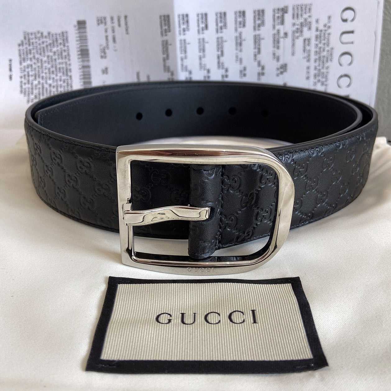 @Gucci Embossed Belt 男生款壓紋方頭皮帶/P195