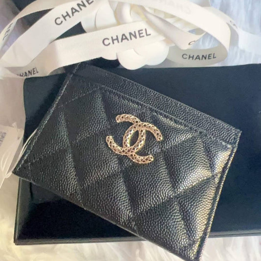 CHANEL CC CARD HOLDER 特殊網雙C荔紋牛皮卡夾 -